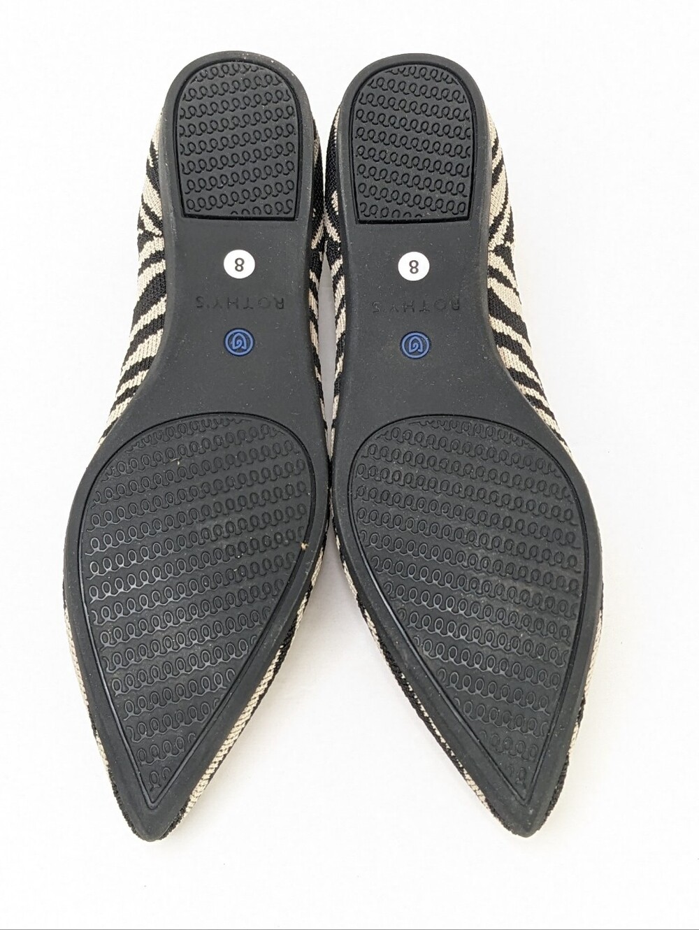 Rothy's The Point Pointed Toe Ballet Flats Black Zebra Womens 8 - Picture 5 of 5